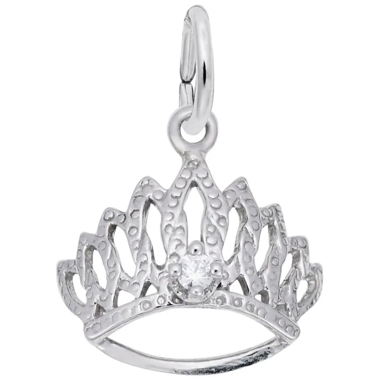 SILVER TIARA WITH WHITE APRIL STONE