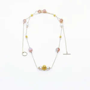Spring Sakura Agate Long Necklace