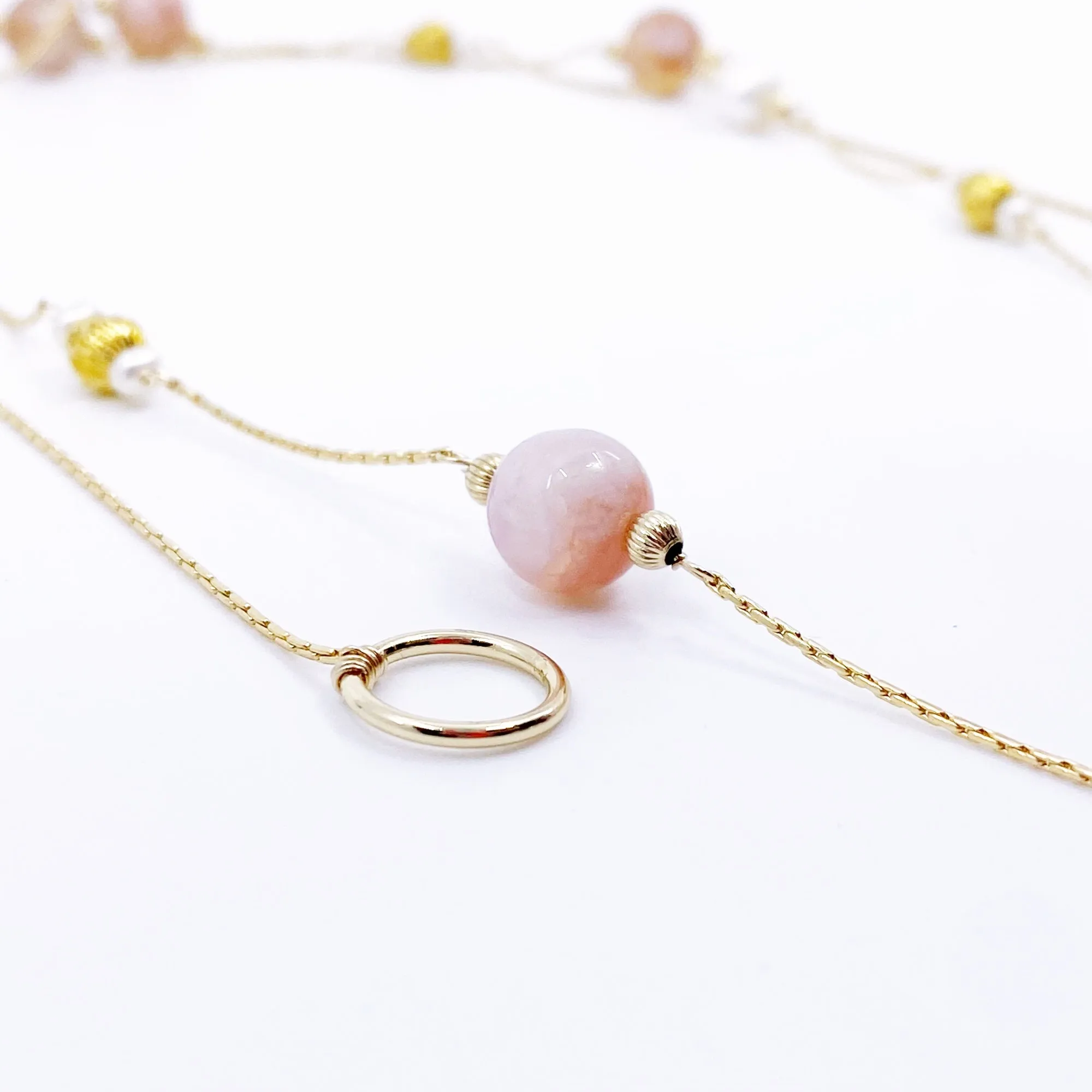 Spring Sakura Agate Long Necklace
