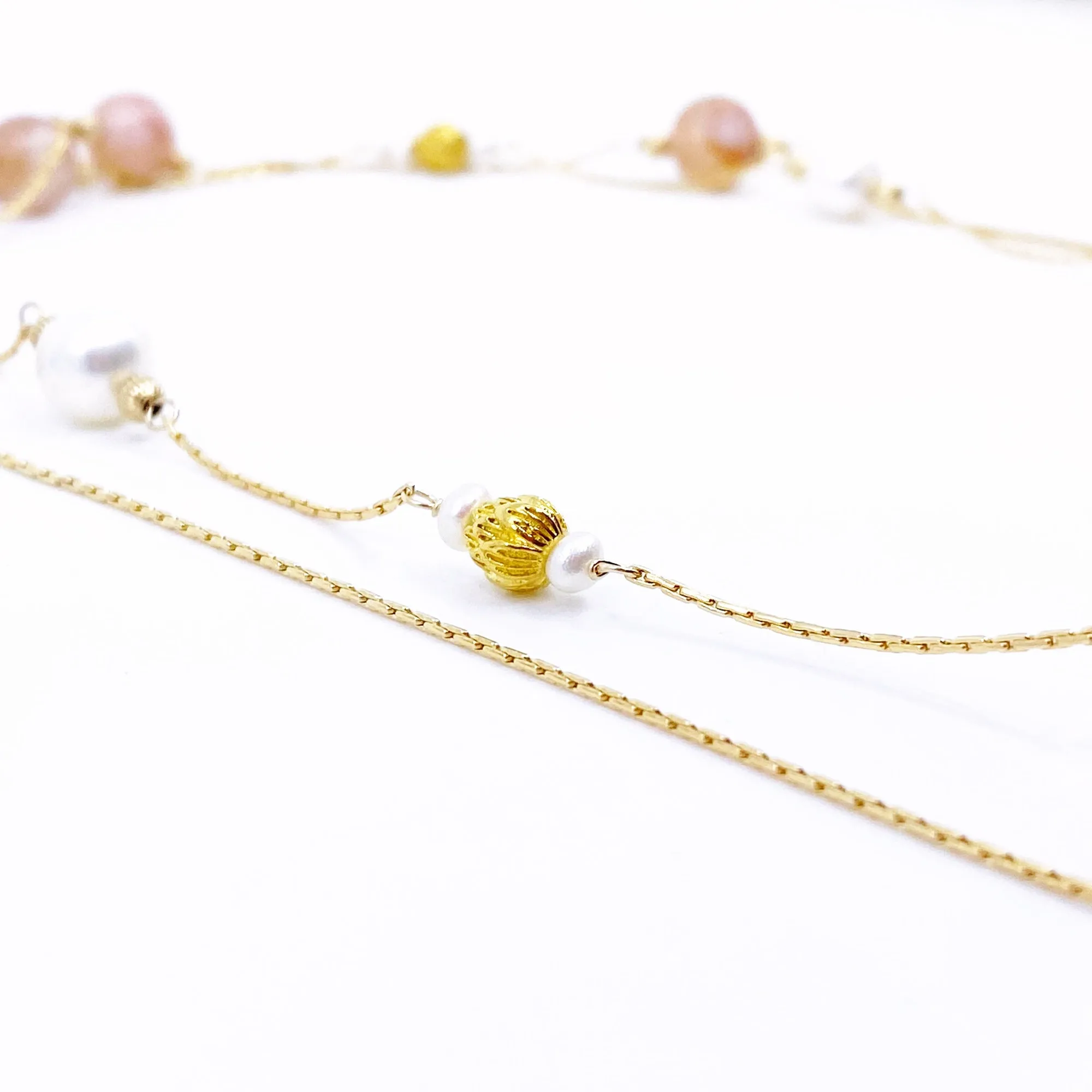 Spring Sakura Agate Long Necklace