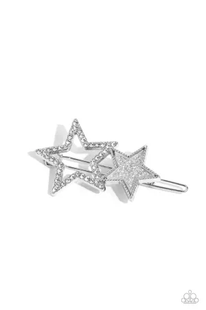 Stellar Shine - Silver Hair Clip - Paparazzi Accessories