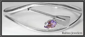 Sterling Silver Amethyst Hatchet Oar Bracelet