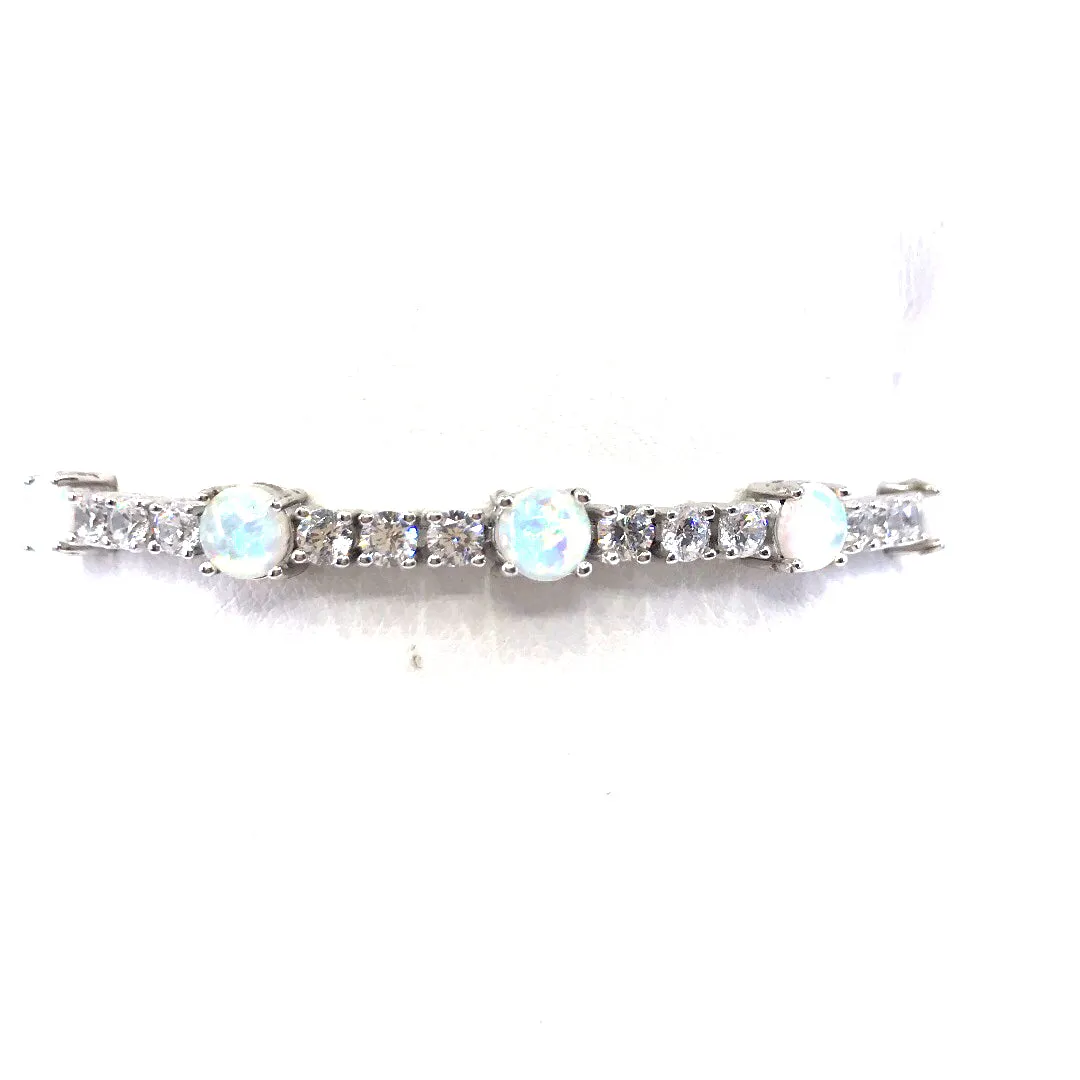Sterling Silver Opal and CZ Bracelet