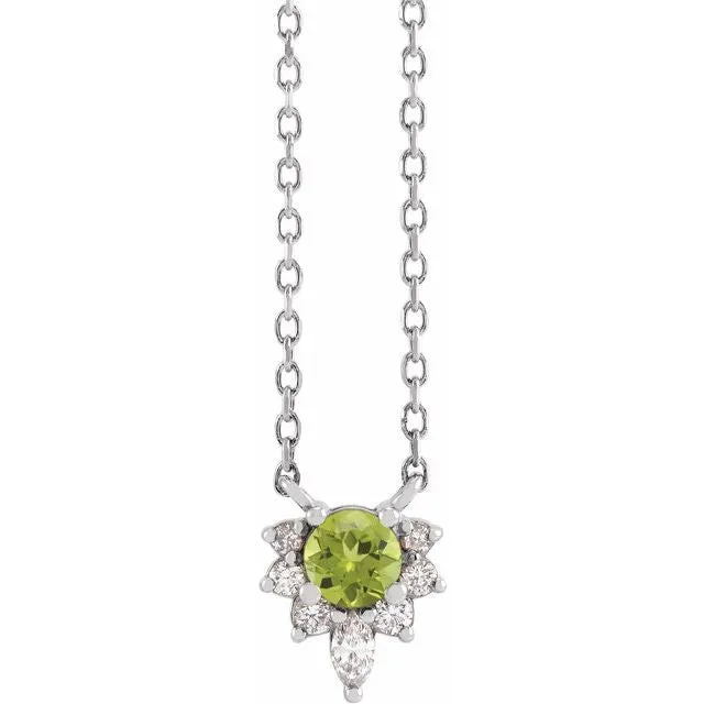 Sterling Silver Peridot & .08 CTW Diamond 18" Necklace