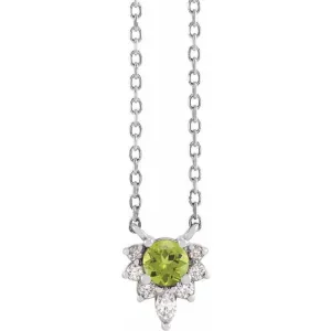Sterling Silver Peridot & .08 CTW Diamond 18" Necklace