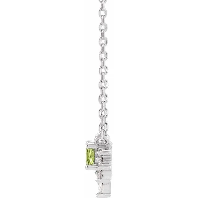 Sterling Silver Peridot & .08 CTW Diamond 18" Necklace