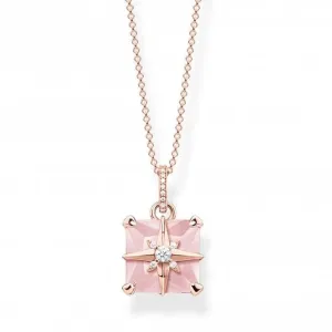 Sterling Silver Rose Gold Pink Stone With Star Necklace KE1953-417-9-L45v