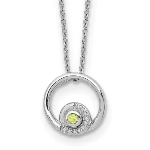 Sterling Silver White Ice Diamond and Peridot Necklace