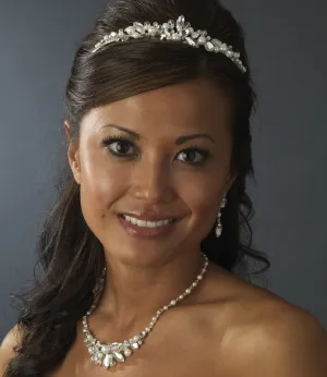 Swarovski Crystal & Natural Pearl Bridal Tiara