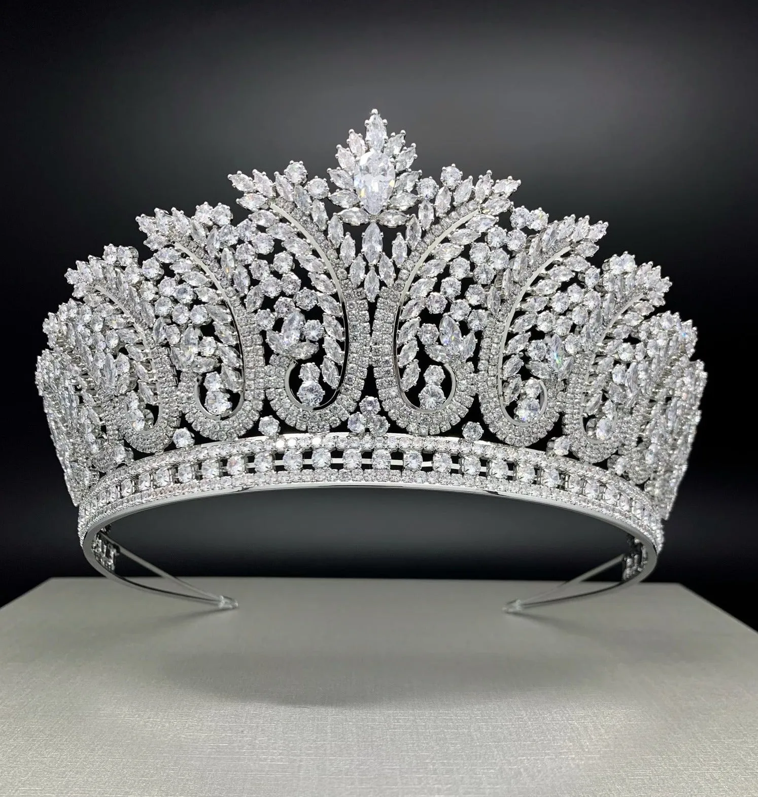 Tiara, Cubic Zirconia Bridal and Quinceanera Paisley Cut