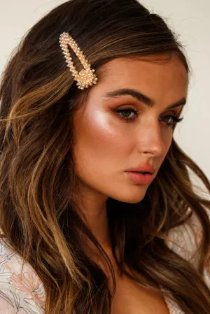 Tilly Beaded Oversized Barrette Champagne