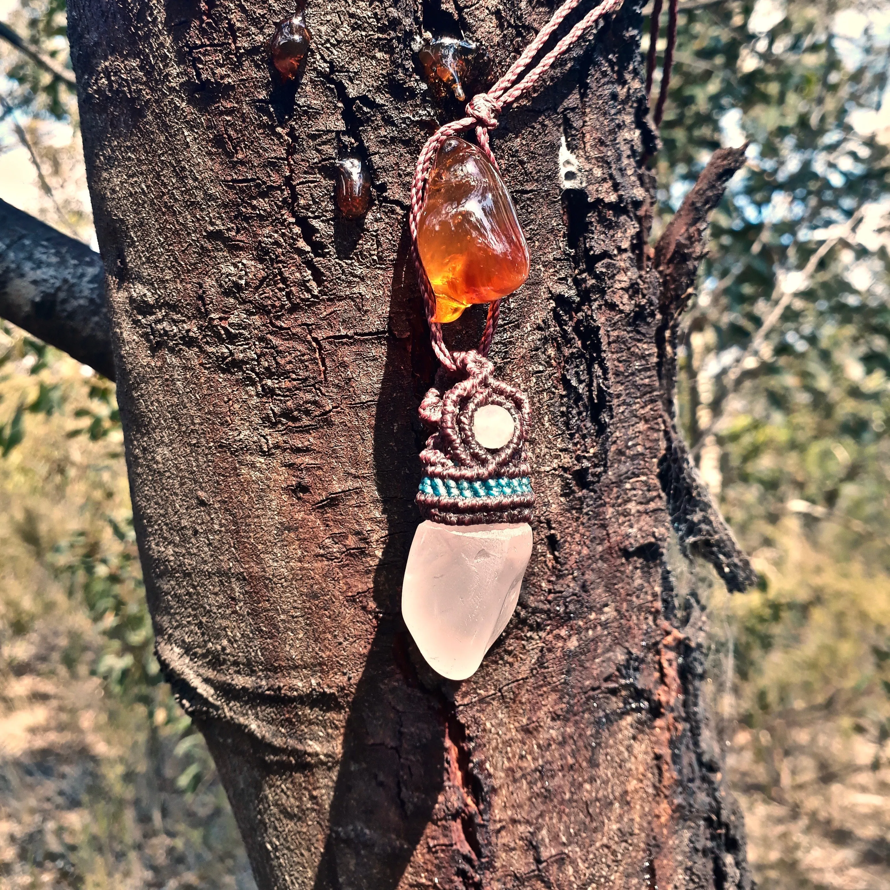 Translucent rose quartz necklace