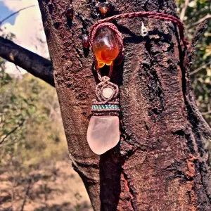 Translucent rose quartz necklace