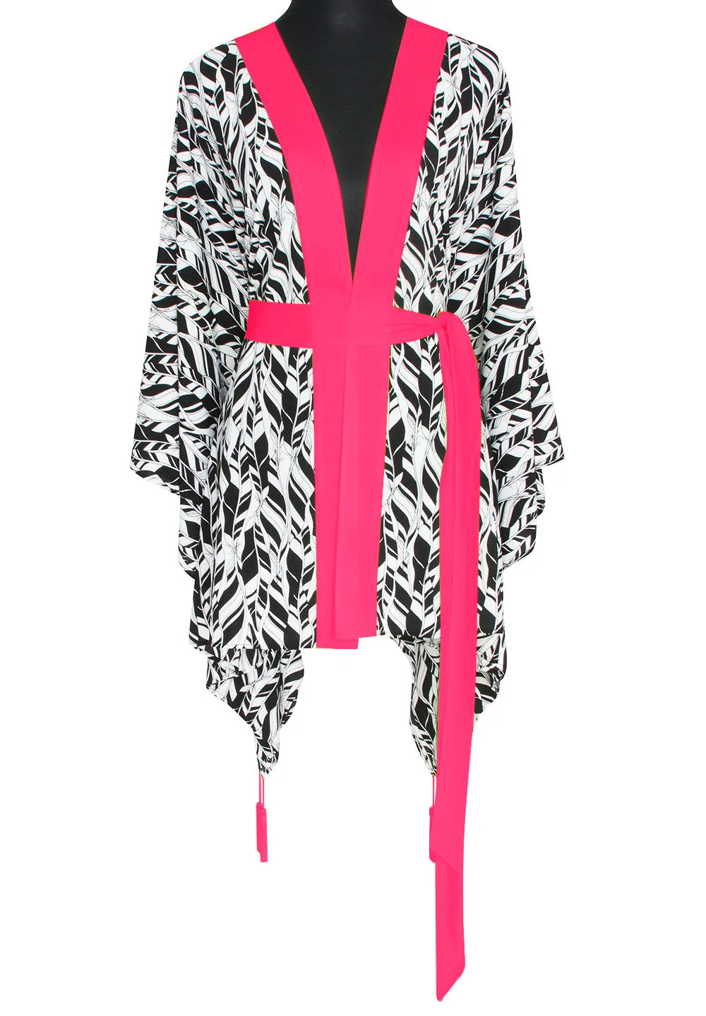 Tulum – Feathers Kimono (Neon Coral)