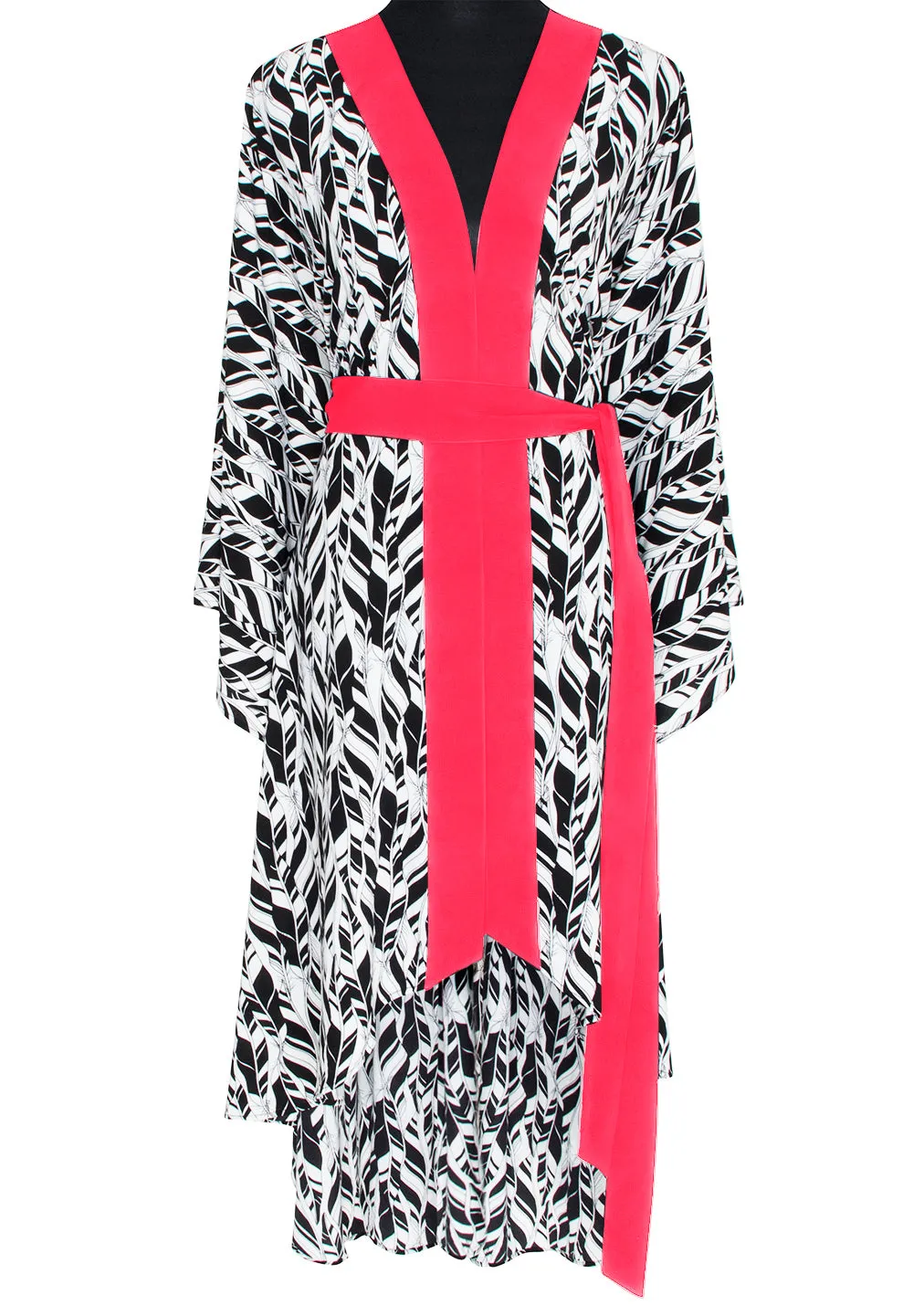 Tulum – Feathers Kimono (Neon Coral)