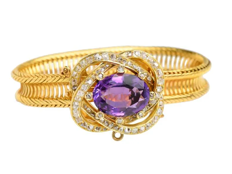 Versatility - Antique Amethyst Brooch Pendant Bracelet