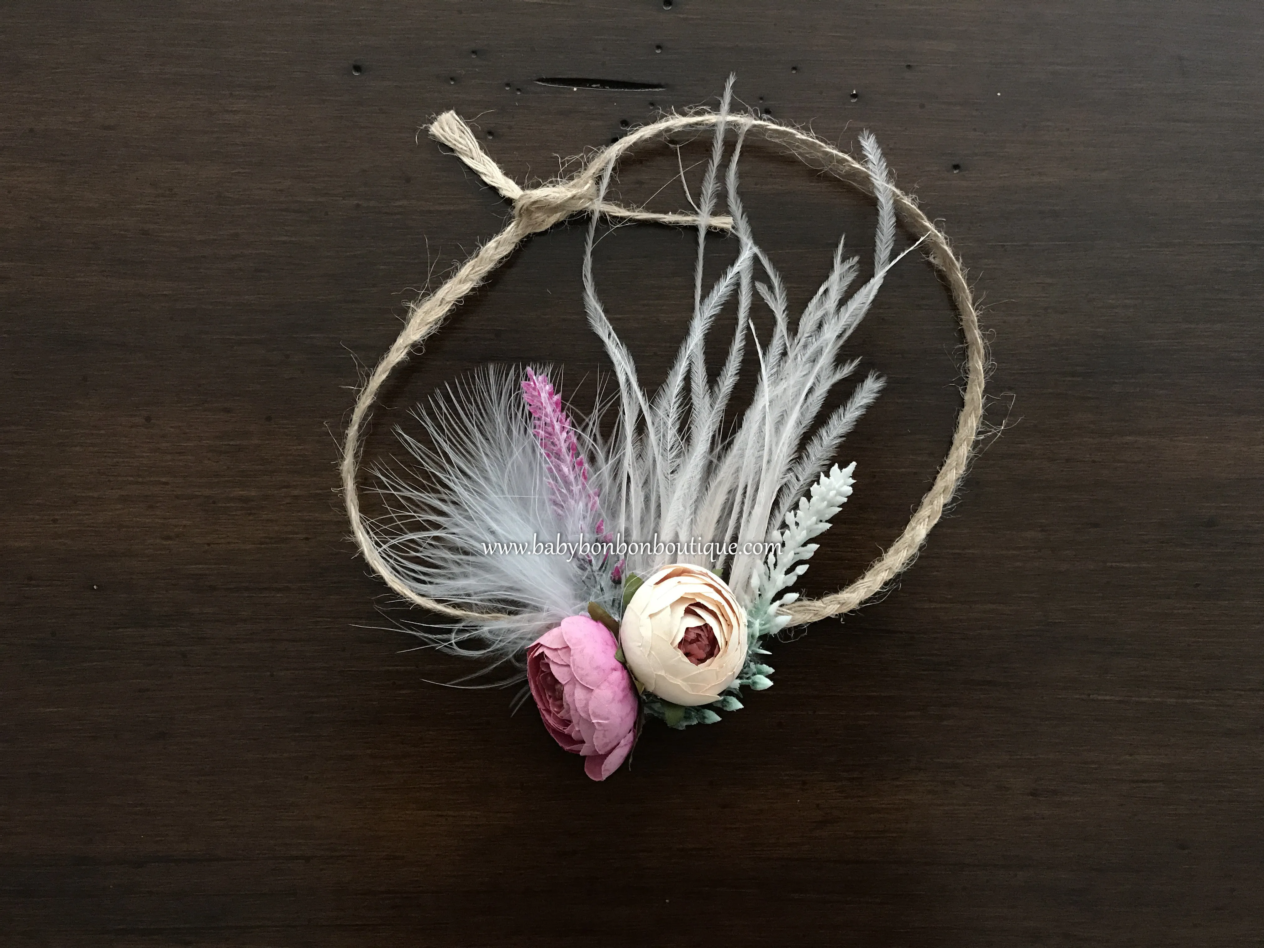 Vintage Flower Baptism Headband