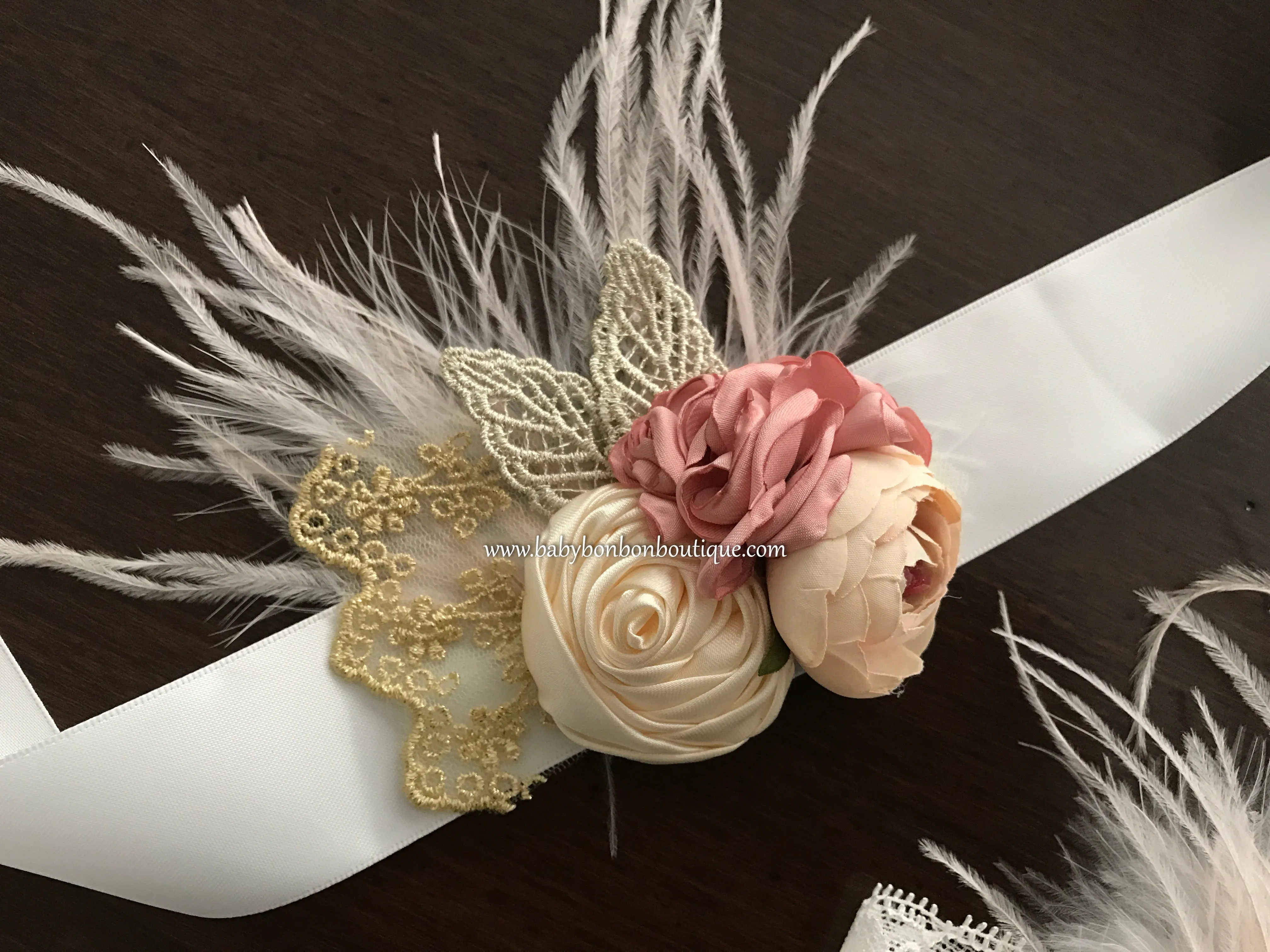 Vintage Flower Baptism Headband