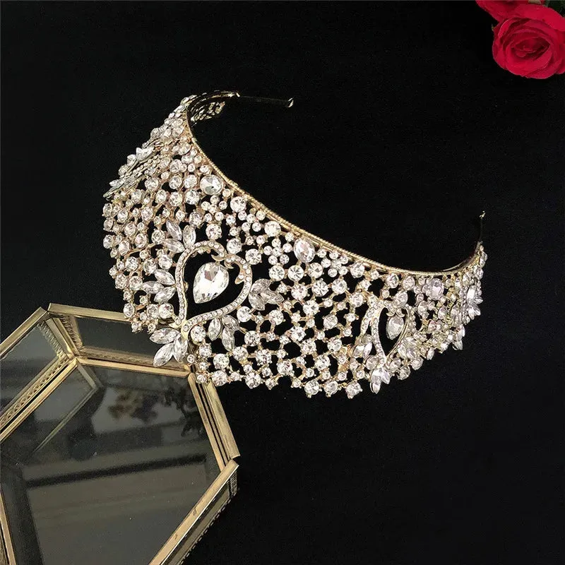Water Drop Crystal Tiara Crown Wedding Hair Accessory
