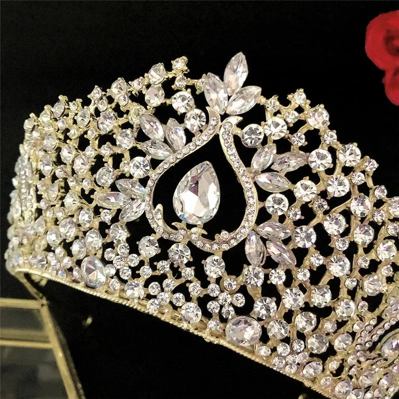 Water Drop Crystal Tiara Crown Wedding Hair Accessory