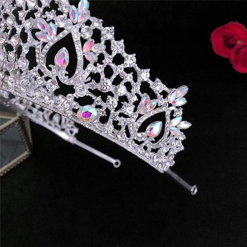 Water Drop Crystal Tiara Crown Wedding Hair Accessory