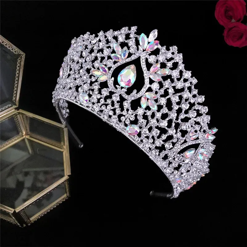 Water Drop Crystal Tiara Crown Wedding Hair Accessory