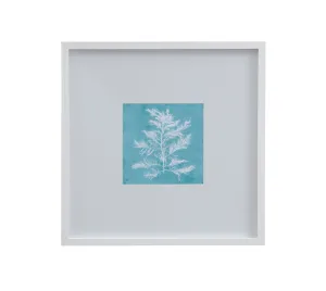 White Coral On Blue - IV Framed Print - Blue / White