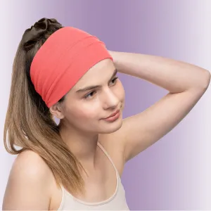 Women's Headbands Cotton Jersey 5" Wide Yoga Fitness Fashion Made in the USA Coral
