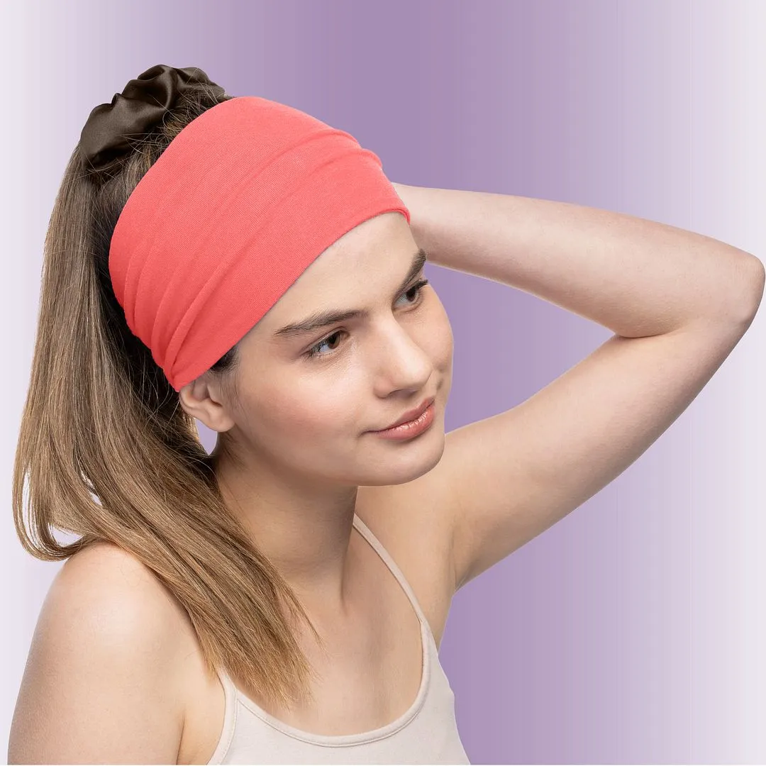Women's Headbands Cotton Jersey 5" Wide Yoga Fitness Fashion Made in the USA Coral