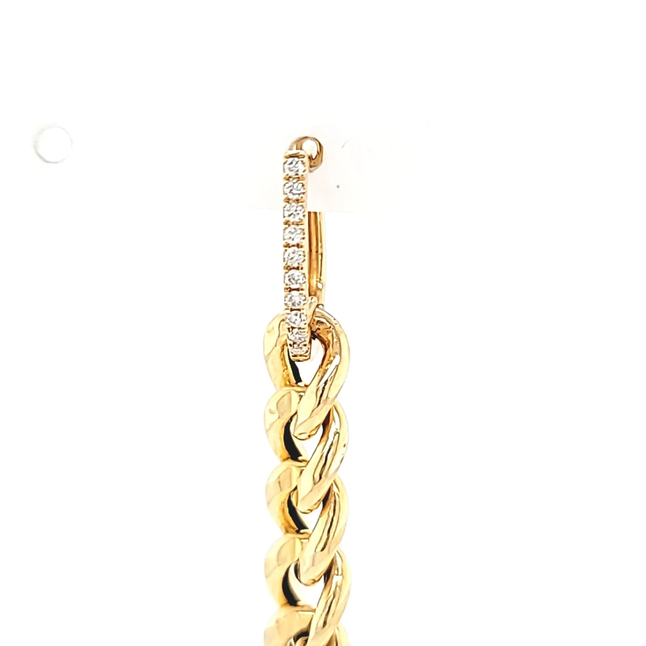 Yellow Gold Smokey Quartz Chain Dangle Earrings (I7537)