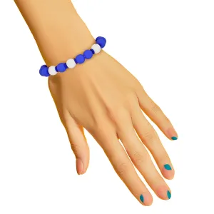 ZPB Blue White Matte Rubber Coated Bead Bracelet ZPB Blue White Matte Rubber Coated Bead Bracelet
